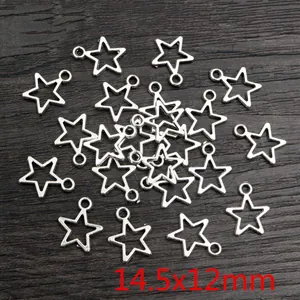 Makroaufnahme von 14,5x12 mm sternförmigen Legierungsanhängern für DIY-Schmuck