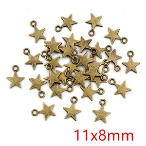 Detailansicht der 11x8mm Bronze-Sternanhänger aus Legierung für DIY-Halsketten und Schmuck