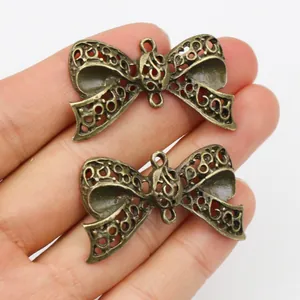 Antik-bronze Schleifen-Anhänger aus Legierung mit Filigran-Details für DIY-Schmuck