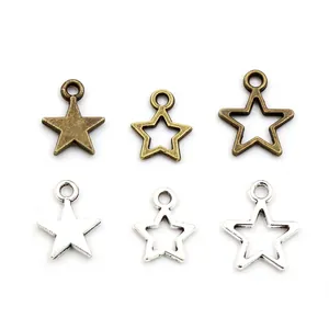 Sternanhänger aus Legierung für DIY-Schmuck in antikem Bronze- und Silber-Finish