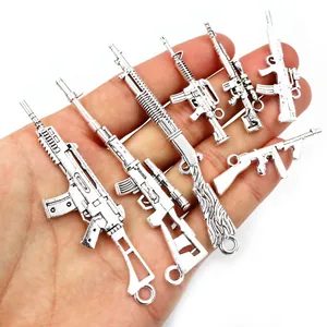 Vintage Legierung Gewehr Form Charms Altsilber Mini Gewehr Scharfschützengewehr Anhänger Für Schmuckherstellung DIY Schlüsselanhänger Halsketten Zubehör