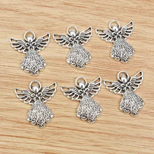 6-teiliges Set Vintage-Silber Engelsflügel-Anhänger für DIY-Schmuckherstellung