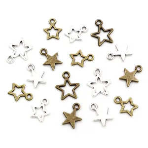 Sternförmige Legierungsanhänger für DIY-Schmuckherstellung in Antikbronze und Silber