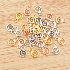 Flache Spiralanhänger aus Legierung in Gold, Silber und Roségold für DIY-Schmuckherstellung