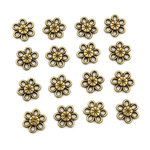 16er Set Vintage Bronze Blumen Anhänger aus Legierung für DIY Schmuckherstellung
