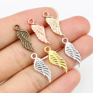 Legierung Engel Flügel Charms Herz Feder Detail Anhänger Für Halskette Armband Ohrringe Schmuckherstellung DIY Zubehör