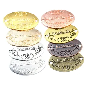 Ovale handgefertigte Legierungsanhänger in verschiedenen Metallfarben für DIY-Schmuck