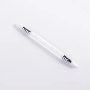 Penna per nail art a doppia testa in silicone con manico in cristallo per decorazione