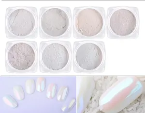 Set de 7 polvos aurora para uñas con efectos de espejo y cromo brillante