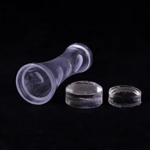 Dual-ended clear silicone nail stamper tool with hourglass handle for nail art stamping