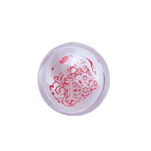 Transparent silicone nail art stamper with red floral lace pattern for DIY manicure