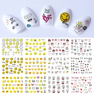Autocollants nail art avec motifs de fruits tropicaux, émojis et dessins animés d'été
