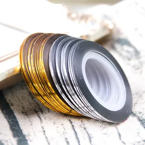 Rubans adhésifs métalliques multicolores pour décoration de manucure professionnelle