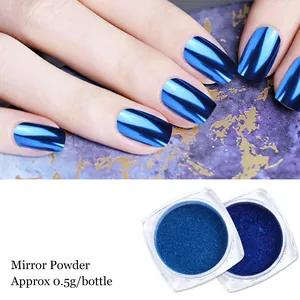 Deep royal blue mirror nail powder for chrome metallic finish with two 0.5g jars