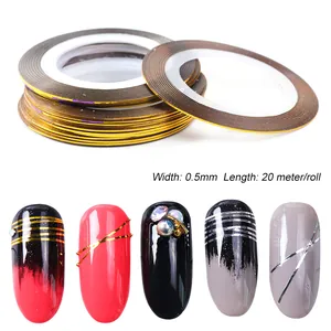 Ruban adhésif métallique de 0,5mm pour nail art en rouleaux de 20m pour décoration manucure
