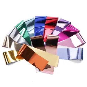 Set de 14 colores de pegatinas láser metálicas para uñas con efectos de brillo espejo