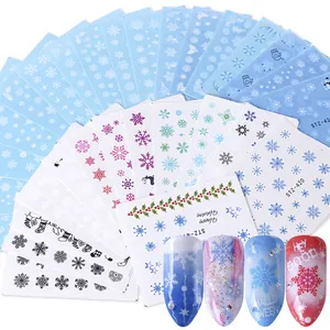 Christmas Nail Art Stickers Snowflake Santa Claus Reindeer Winter Holiday DIY Nail Decals Festive Manicure Decoration Accessories