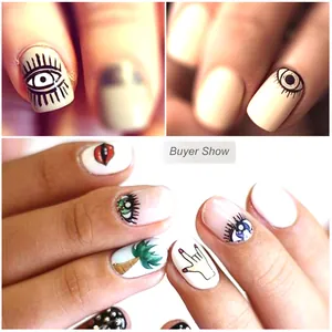 Autocollants nail art pop art avec motifs yeux et lèvres pour une manucure créative