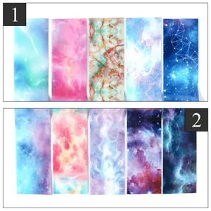 Stickers de transfert nail art avec 10 motifs variés de ciel étoilé et d'effet marbre