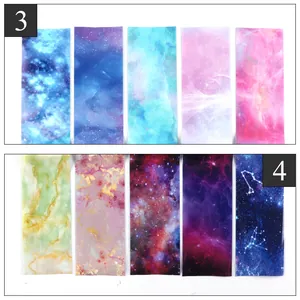 Détails des feuilles de transfert d'ongles galaxie laser aux motifs nébuleuse et marbre