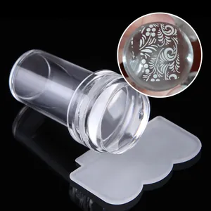 Klares Silikon Nagelkunst Stempel Und Schaber Set Transparent DIY Französisch Maniküre Werkzeug Nagel Druck Transfer Stempel