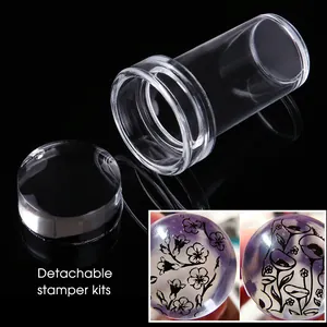 Nagelstempel aus klarem Silikon mit abnehmbarem Griff für präzises Nailart-Transfer