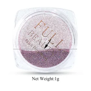 FULL BEAUTY purple chrome nail pigment powder with 1g metallic pearl shimmer effect