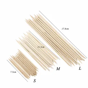 Three sizes of orange wood nail sticks for cuticle removal and cleaning in 7.5cm, 11.5cm, 17.8cm