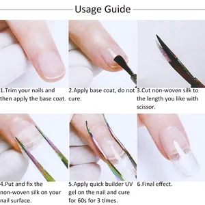 Guide d'utilisation étape par étape pour l'extension d'ongles en soie avec gel UV