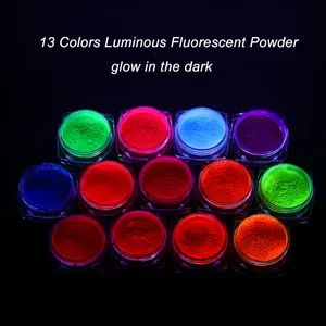 13-Farben Set leuchtendes Nagelglitzerpuder mit fluoreszierenden Neon-Pigmenten