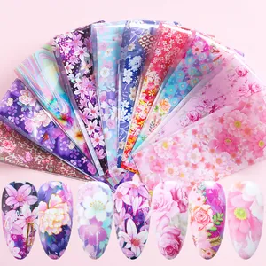 Adesivi in Foglia per Nail Art Disegni di Fiori Rose e Farfalle per Decorazione Manicure Fai-da-Te Accessori Bellezza Donna