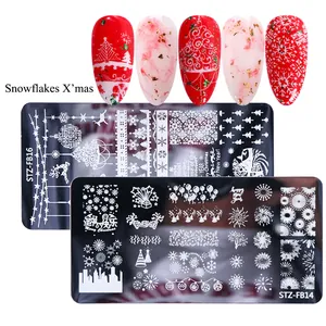 Christmas nail art stamping plates set with snowflakes and reindeer pattern designs