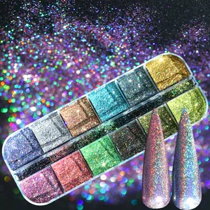 Holographic Nail Glitter Powder Laser Chrome Mirror Pigment Dust For Nail Art Decoration DIY Manicure Design For Women
