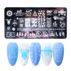 Christmas nail art stamping plate with deer and snowflake patterns for manicure