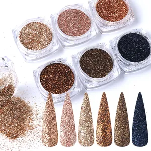 Set de 6 polvos de purpurina para uñas con efecto metálico camaleón para manicura