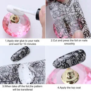 Tutorial passo-passo per applicare foil per unghie pizzo nero con colla e pennello