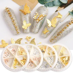 Decoraciones de Nail Art de Mariposa de Metal 3D Colores Mezclados Abalorios de Mariposa Huecos para Manicura DIY Accesorios para Uñas de Mujer