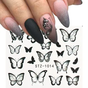 Adesivi per unghie con farfalle acquerello rétro STZ-1014 per nail art manicure