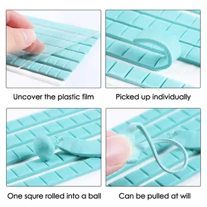 Green reusable adhesive putty for nail art display tips and jewelry mounting steps