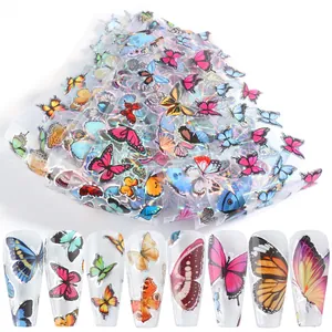 Autocollants d'Ongles Papillon Holographiques Laser Papier de Transfert Ciel Étoilé Décoration de Manucure Colorée pour Femmes