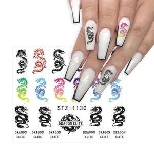Colorful Chinese dragon water slide nail decals and 3D dragon totem nail art stickers