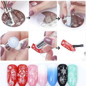 Detailed nail art stamper set with metal plate STZ-105 featuring diverse graphic patterns