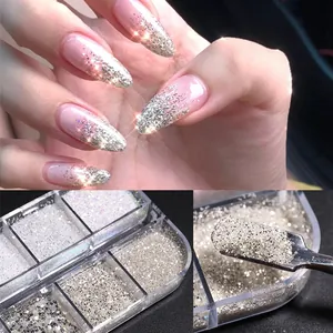 Laser Silver Mirror Reflective Nail Art Glitter Sequins Iridescent Flakes Manicure Decoration For DIY Nail Design Beauty Supplies