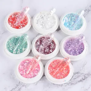 8-color iridescent opal nail powder set with shimmering candy colors for professional nail art