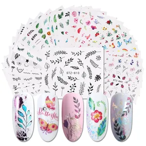Mixed Designs Nail Art Water Transfer Stickers Tropical Leaf Flamingo Flower Butterfly DIY Manicure Decoration Decals For Women