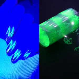 Adesivi per unghie a fiamma verde neon con effetto fluorescente per la manicure
