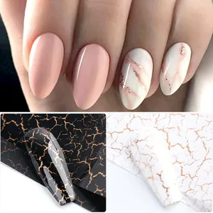 Animal print and marble pattern nail transfer stickers with elegant gold crackle details