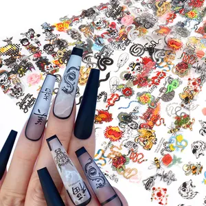 Halloween Adesivi per Unghie Foil di Trasferimento Vintage Serpente Teschio Leopardo Rosa Modello Gothic DIY Manicure Decorazione per Donna