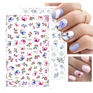 Adesivi per unghie con fiori e foglie acquerello stile giapponese adesivi modello F728
