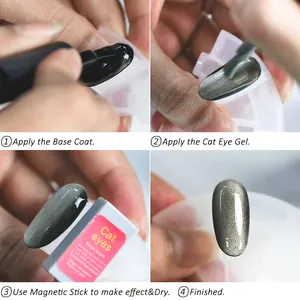 Tutorial de cuatro pasos para aplicar gel de uñas ojo de gato con barra magnética